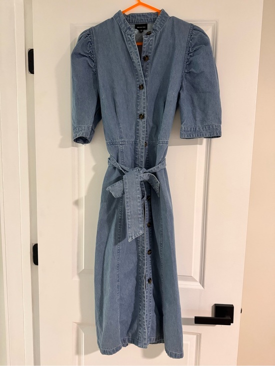 Who What Wear Dresses & Skirts - Who What Wear Light Blue Denim Midi Dress with Self Tie Waist